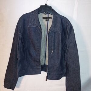 Ralph Lauren Black Label Denim Jacket Size 14 Signature Zipper Tags